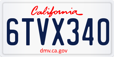 CA license plate 6TVX340