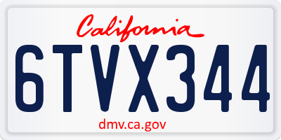 CA license plate 6TVX344