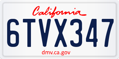 CA license plate 6TVX347