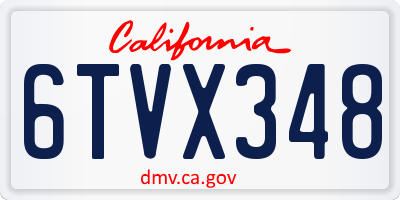 CA license plate 6TVX348