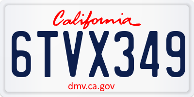 CA license plate 6TVX349