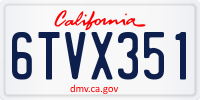 CA license plate 6TVX351