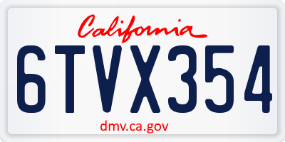 CA license plate 6TVX354