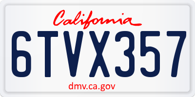 CA license plate 6TVX357