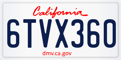 CA license plate 6TVX360