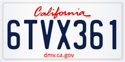 CA license plate 6TVX361