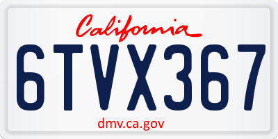 CA license plate 6TVX367