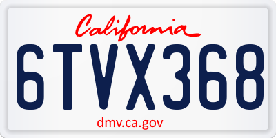 CA license plate 6TVX368