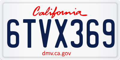CA license plate 6TVX369
