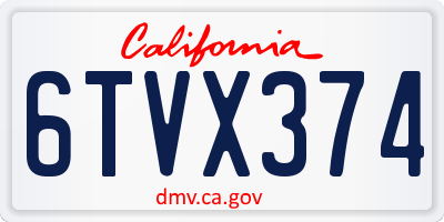CA license plate 6TVX374