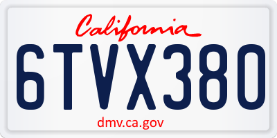 CA license plate 6TVX380