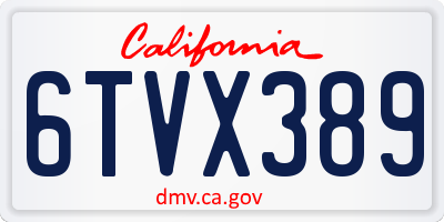 CA license plate 6TVX389