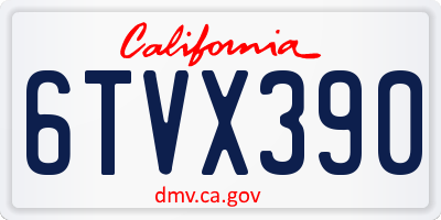 CA license plate 6TVX390