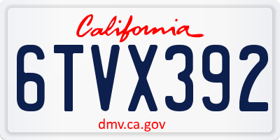 CA license plate 6TVX392