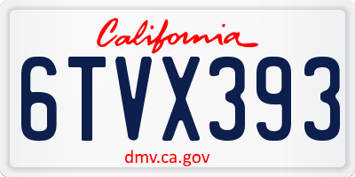 CA license plate 6TVX393
