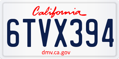 CA license plate 6TVX394