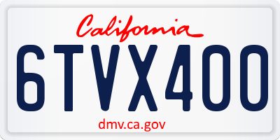 CA license plate 6TVX400