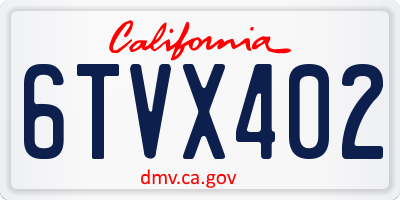 CA license plate 6TVX402