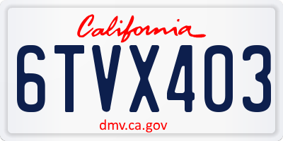 CA license plate 6TVX403