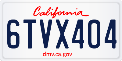 CA license plate 6TVX404