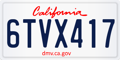CA license plate 6TVX417