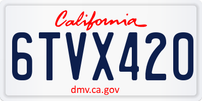 CA license plate 6TVX420