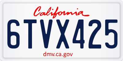 CA license plate 6TVX425