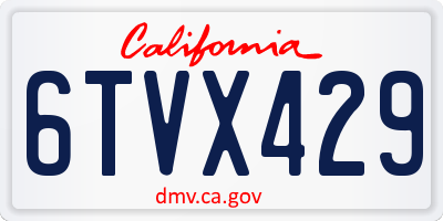 CA license plate 6TVX429