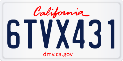 CA license plate 6TVX431
