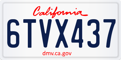 CA license plate 6TVX437
