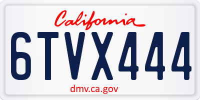 CA license plate 6TVX444