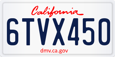 CA license plate 6TVX450