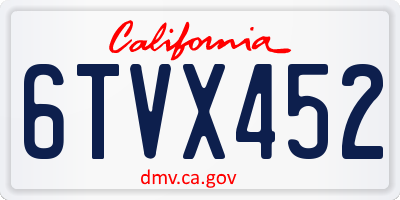 CA license plate 6TVX452