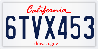 CA license plate 6TVX453