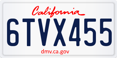 CA license plate 6TVX455