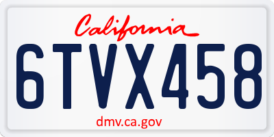 CA license plate 6TVX458
