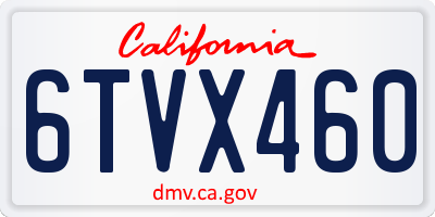 CA license plate 6TVX460