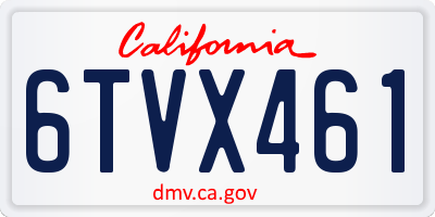 CA license plate 6TVX461