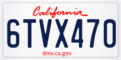 CA license plate 6TVX470