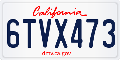 CA license plate 6TVX473