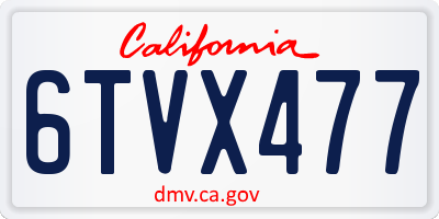 CA license plate 6TVX477