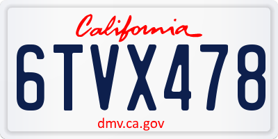 CA license plate 6TVX478