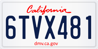 CA license plate 6TVX481