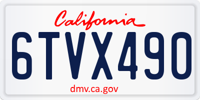 CA license plate 6TVX490