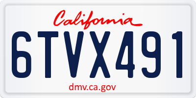 CA license plate 6TVX491