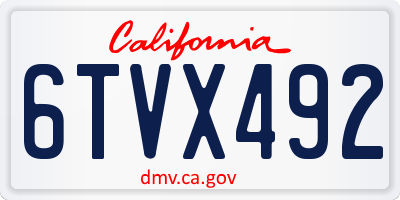 CA license plate 6TVX492