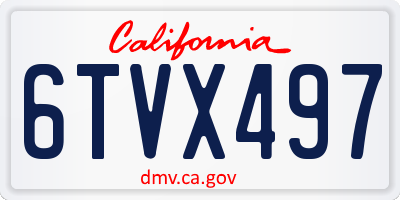 CA license plate 6TVX497