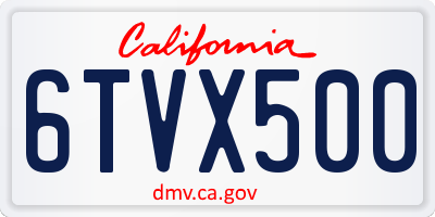 CA license plate 6TVX500