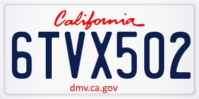 CA license plate 6TVX502