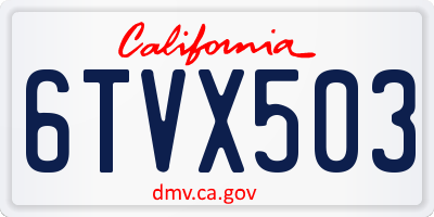 CA license plate 6TVX503